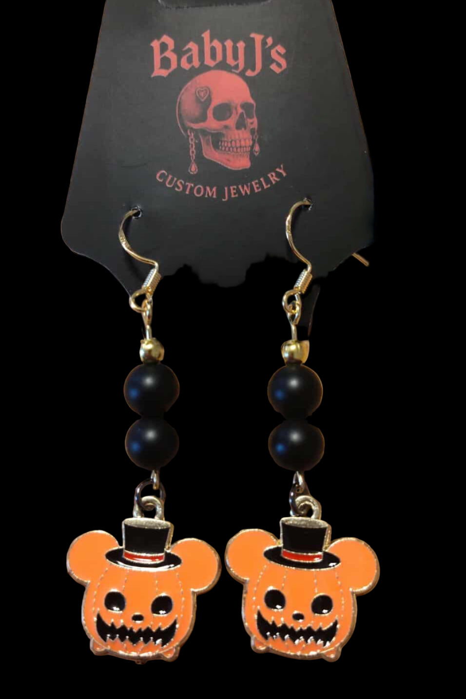 Top Hat Pumpkin Mouse Earrings