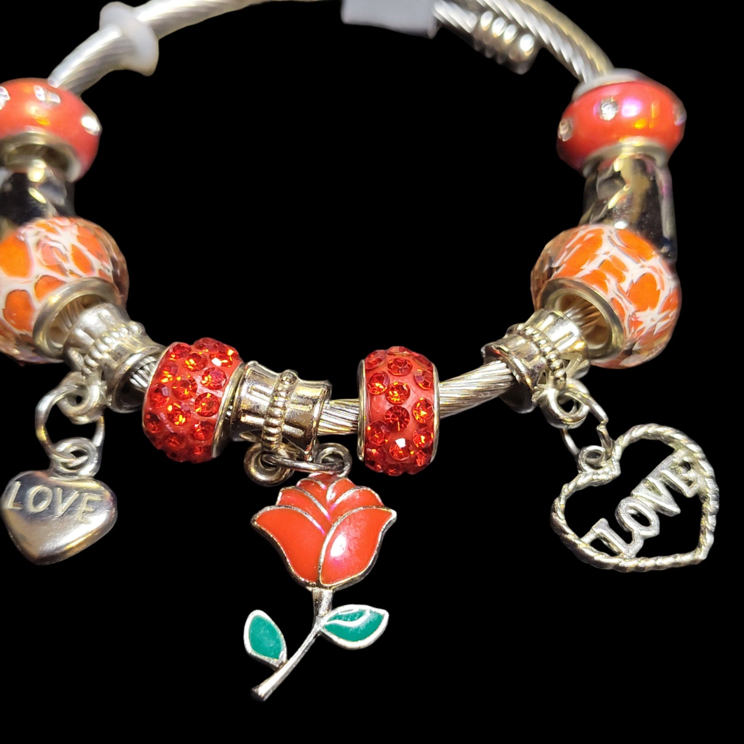Red Rose Love Charm Bracelet