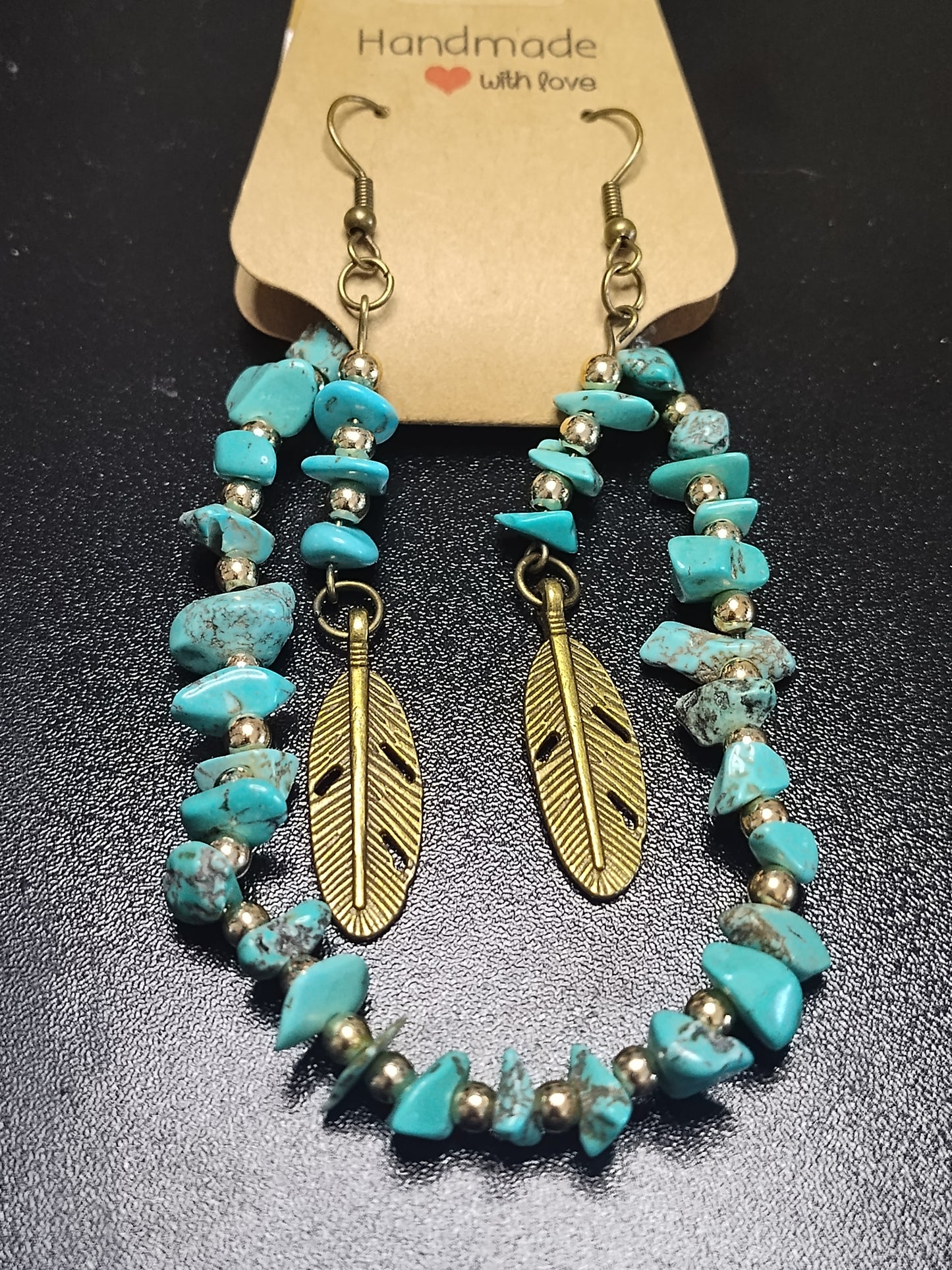 Turquoise Dream Feather Bracelet & Earring Set