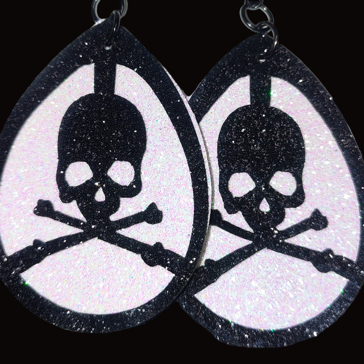 Teardrop Leather Earrings (Skull)