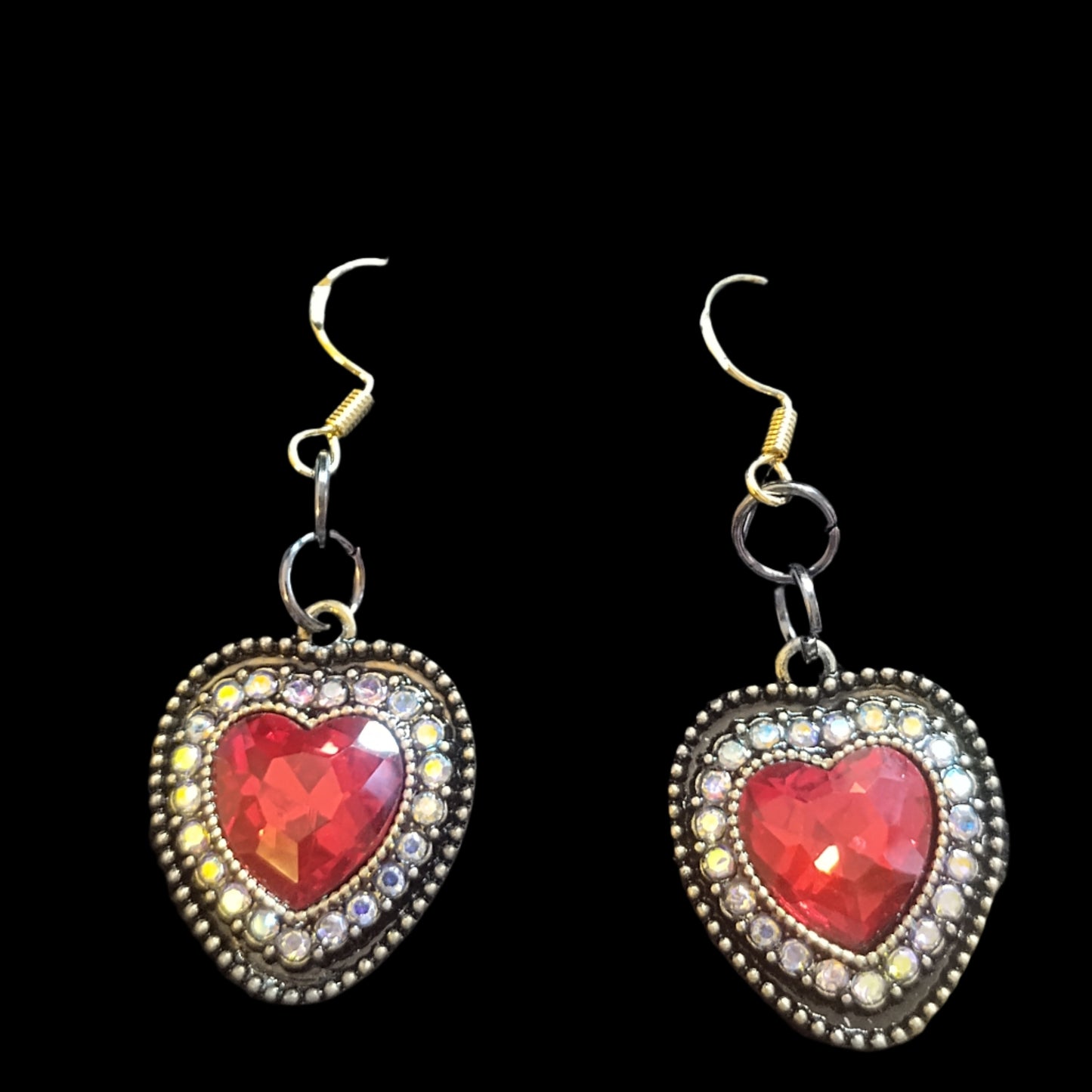 Ruby Gothic Heart Earrings