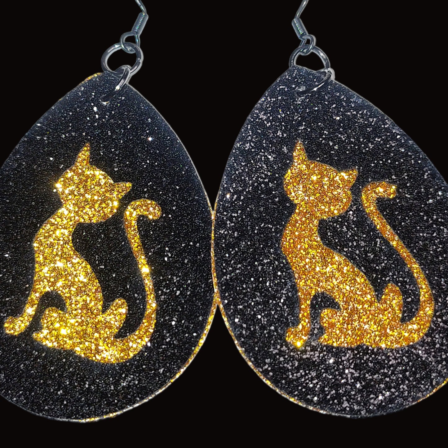 Teardrop Leather Earrings (Cat)