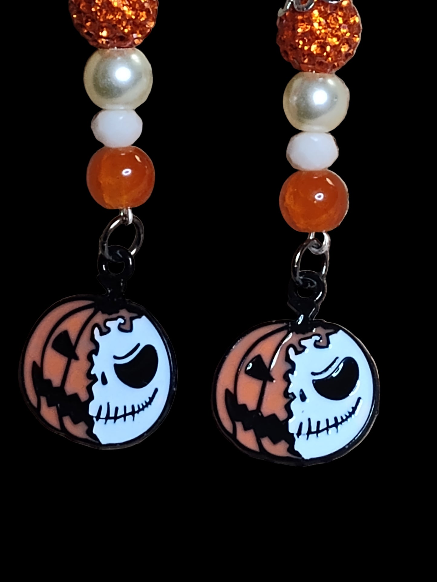 Pumpkin Skull Beaded Earrings