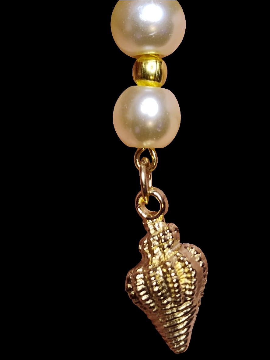 Golden Seashell & Turtle Pearl Mismatched Earrings