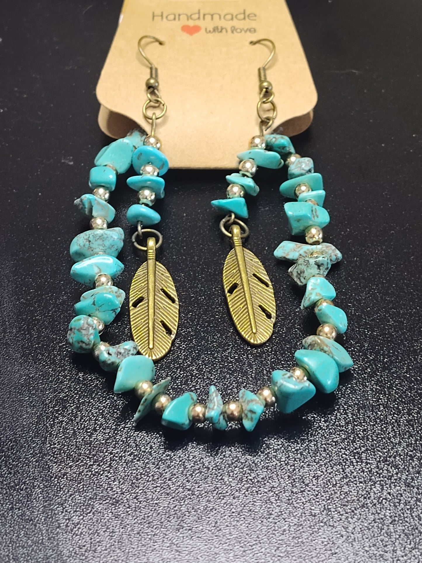 Turquoise Dream Feather Bracelet & Earring Set