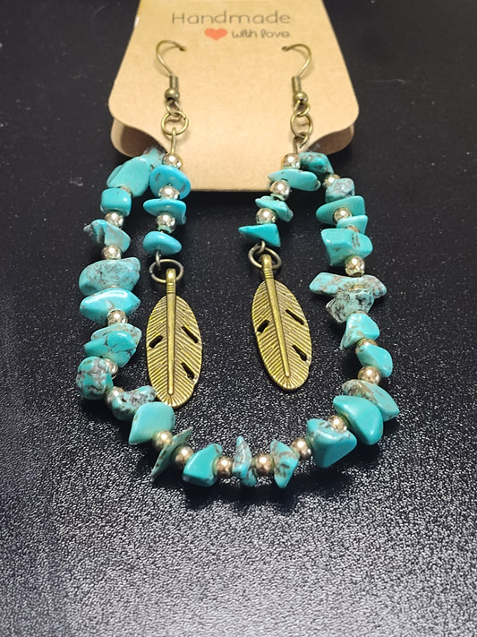 Turquoise Dream Feather Bracelet & Earring Set