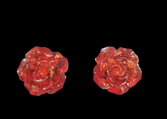 Resin Rose Stud Earrings