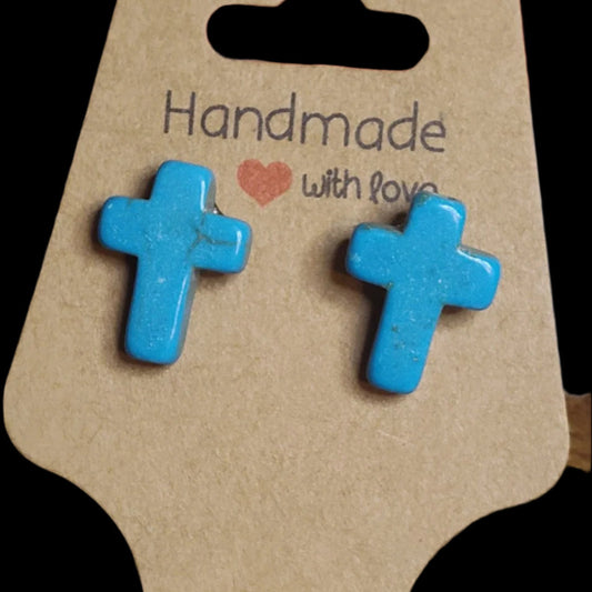 Turquoise Cross Stud Earrings