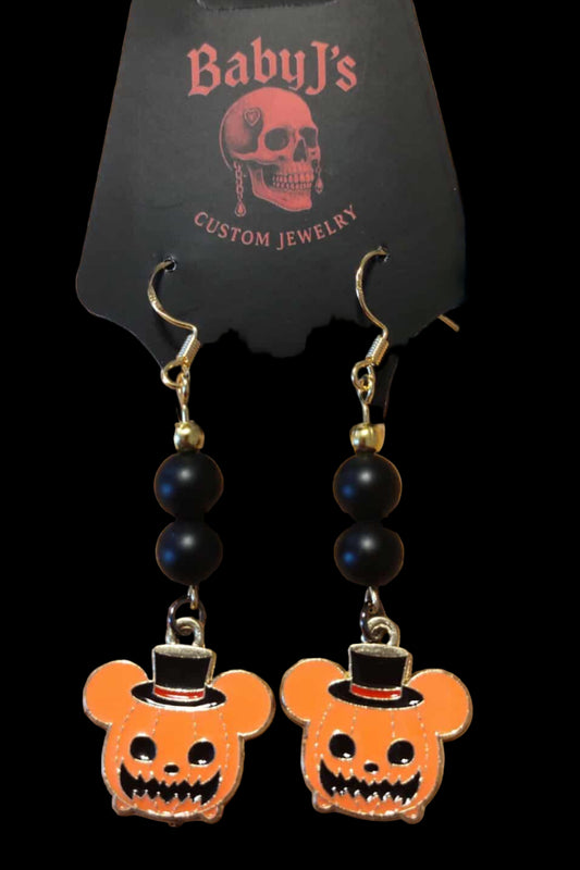 Top Hat Pumpkin Mouse Earrings
