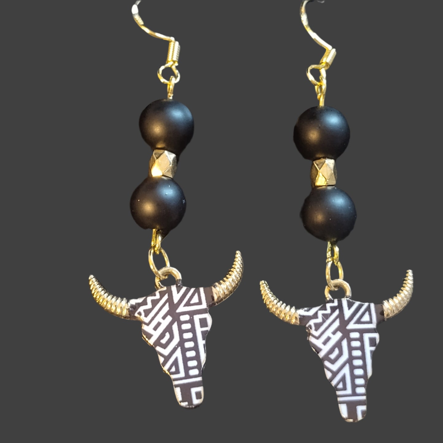 Beaded Floral Bull Earrings