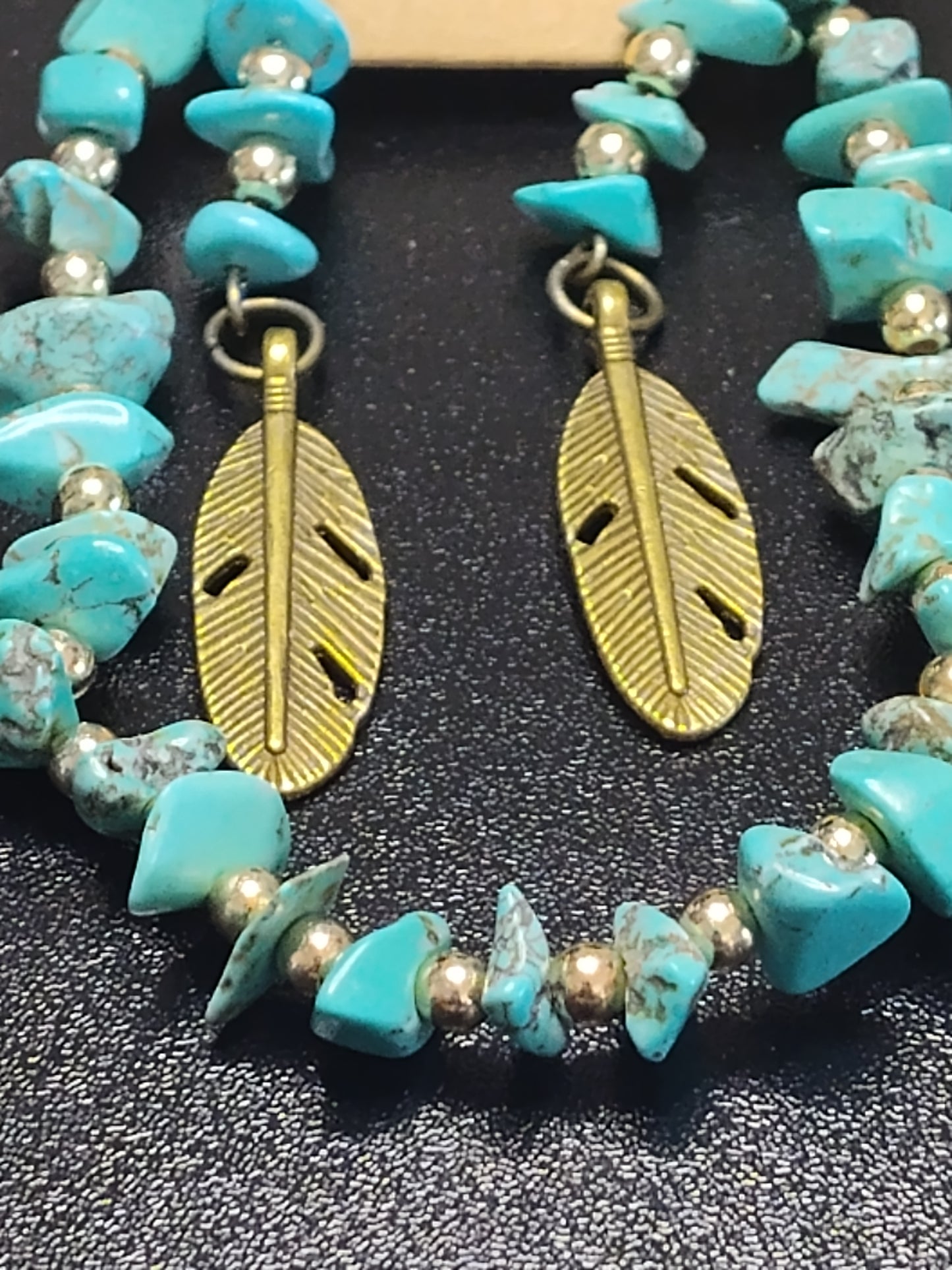 Turquoise Dream Feather Bracelet & Earring Set