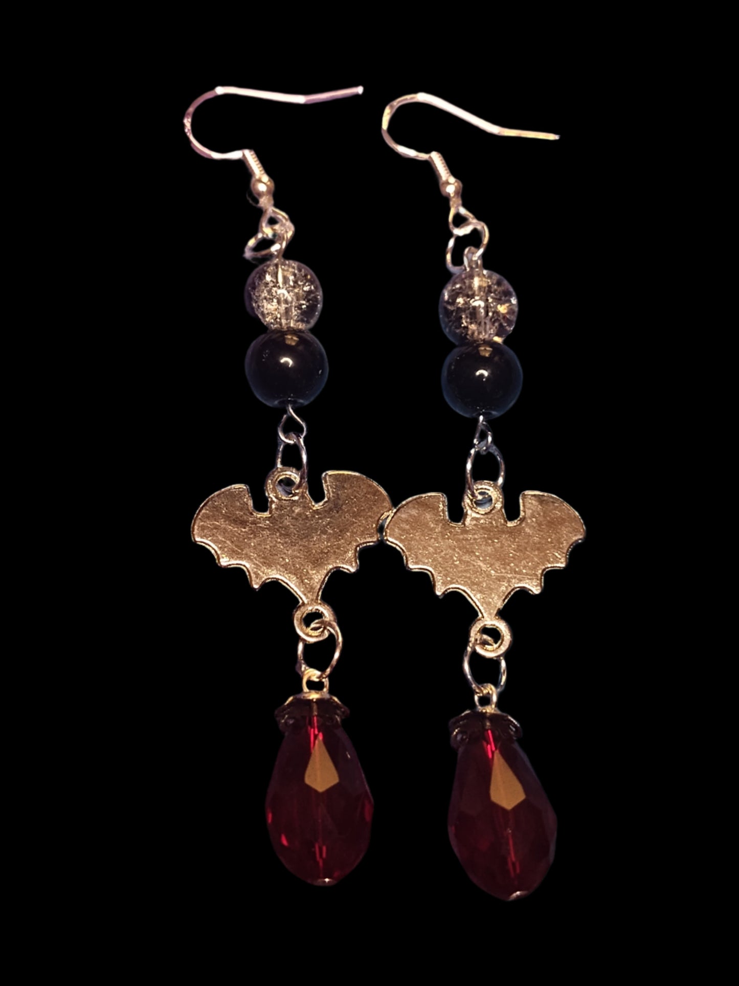 Crimson Bat Dangle Earrings