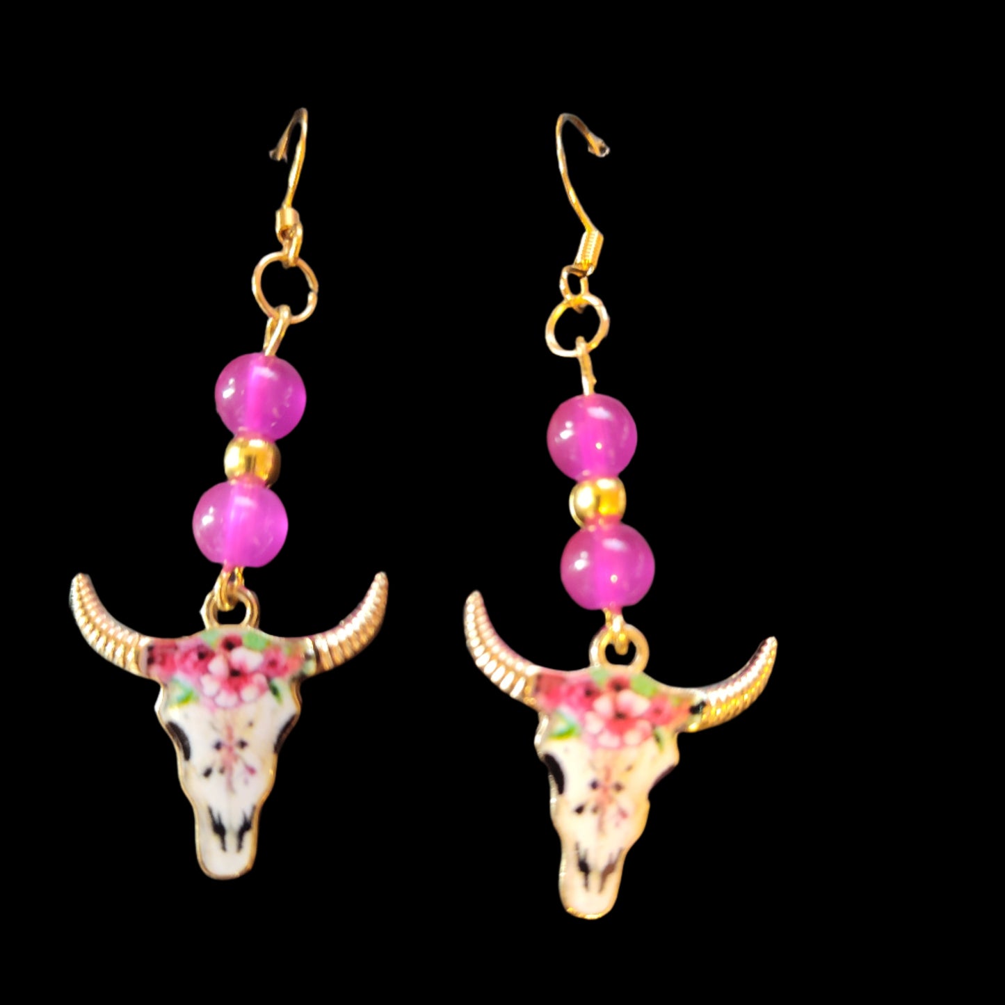 Beaded Floral Bull Earrings