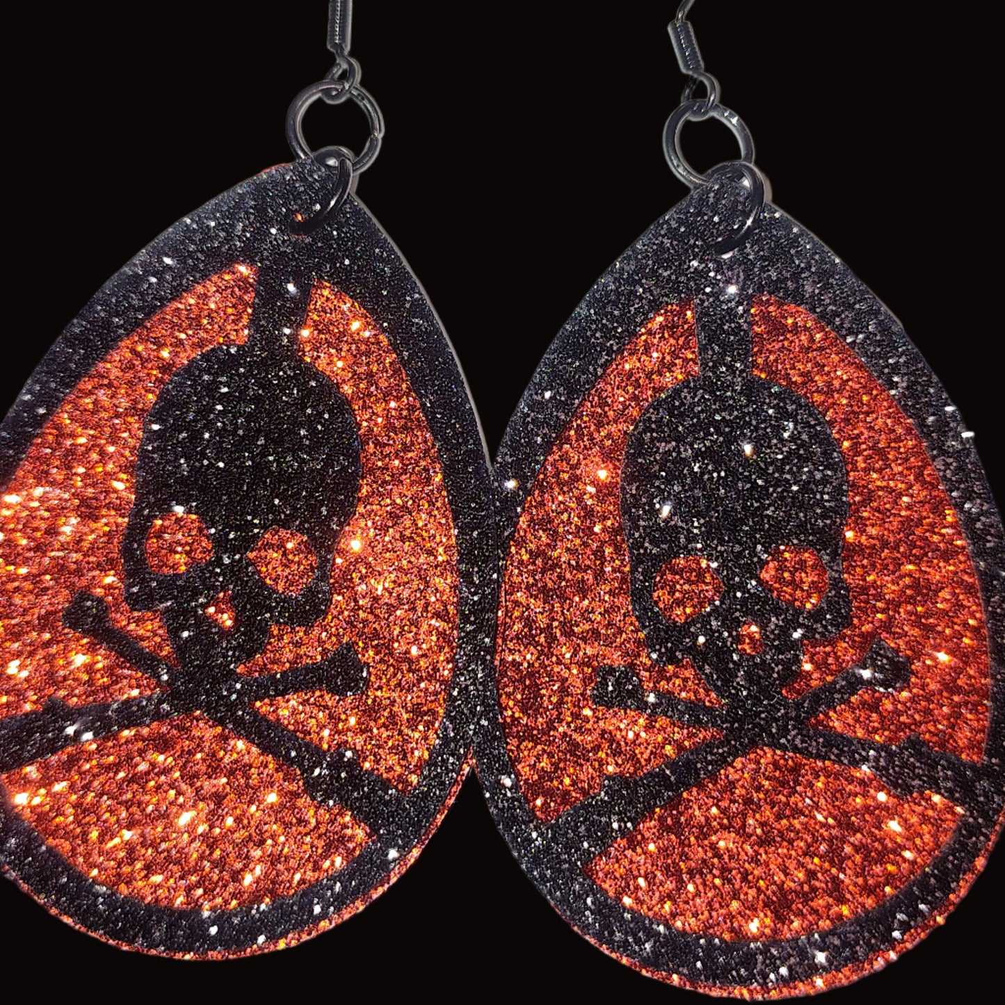Teardrop Leather Earrings (Skull)