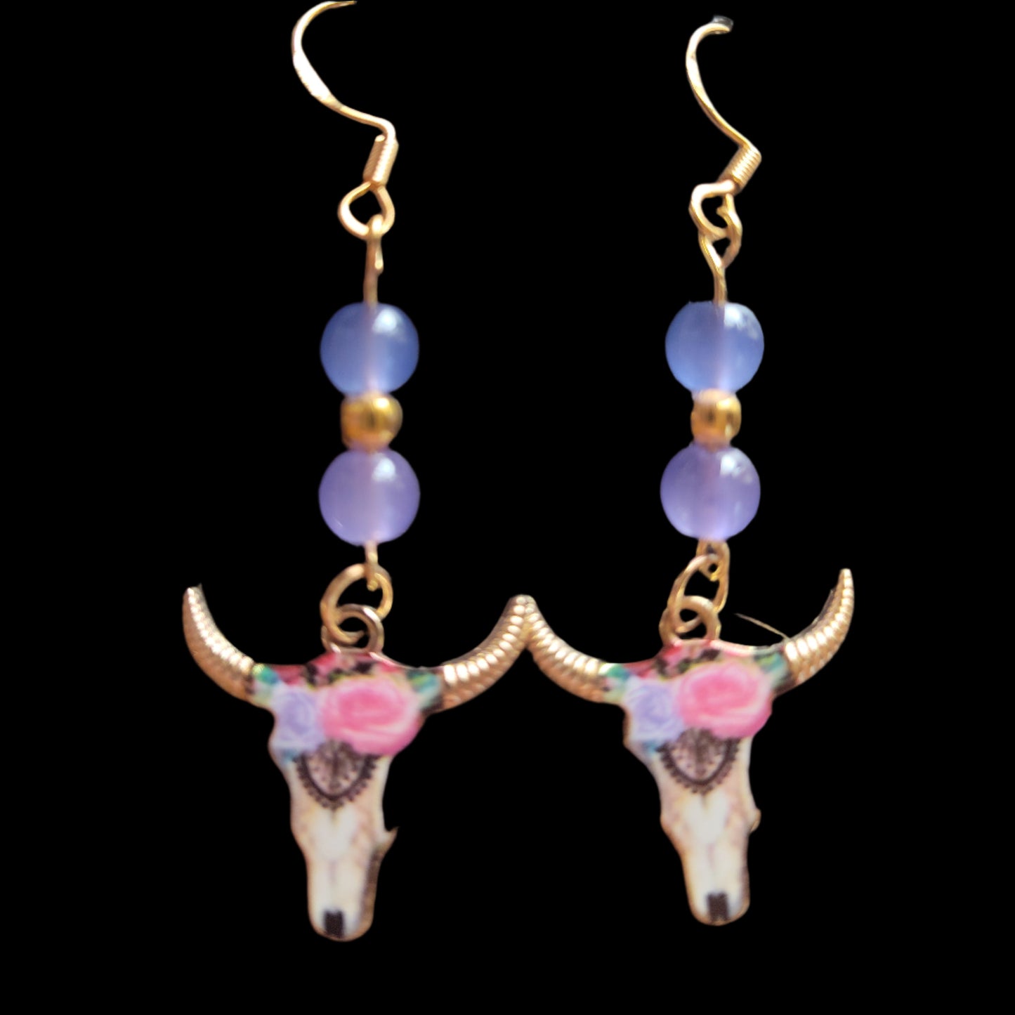 Beaded Floral Bull Earrings