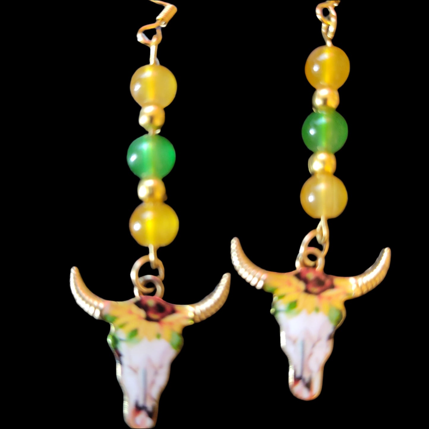 Beaded Floral Bull Earrings