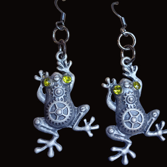 Steampunk Frog Earrings