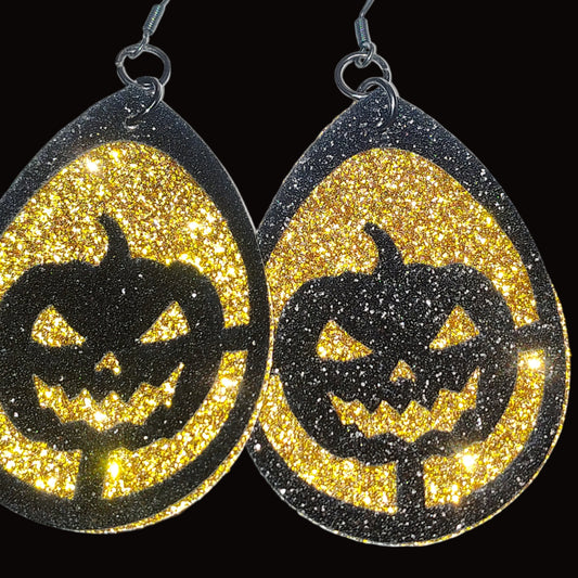 Teardrop Leather Earrings (Pumpkin)